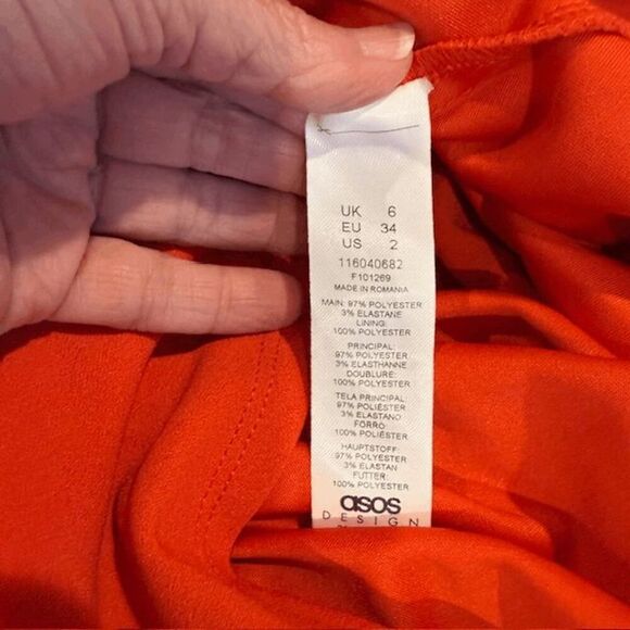 NWT ASOS Design Maternity Cowl Neck Sleeveless Midi Dress Ruched Orange Size XS - Picture 9 of 14